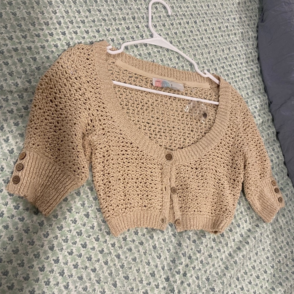 Free People Tan Knit Crop Top
